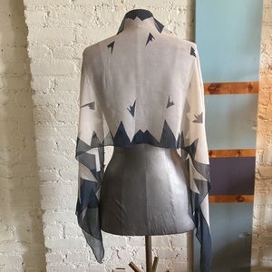 Art Deco silky sheer vintage rectangular scarf